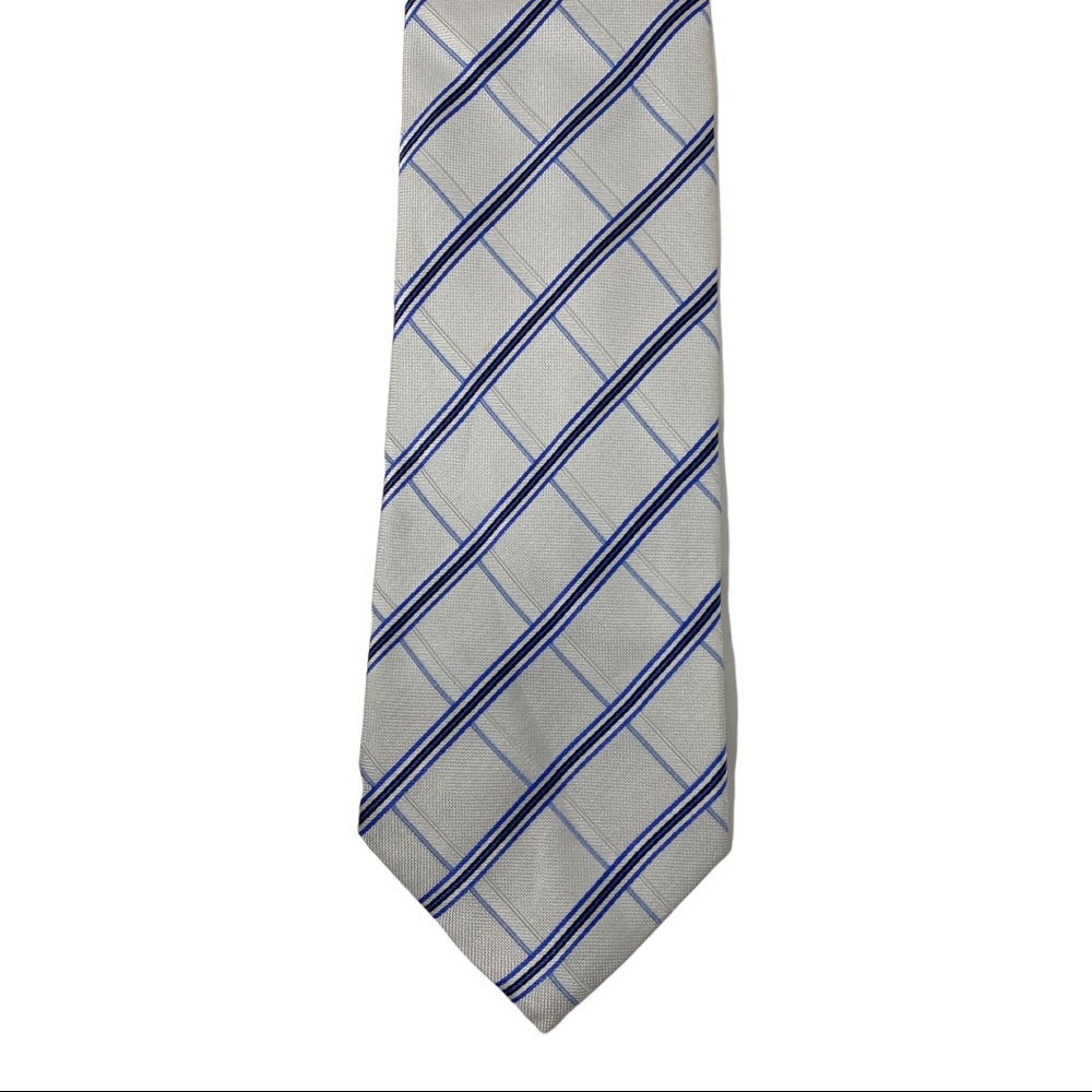 Tasso Ella Striped Silk Tie, White
